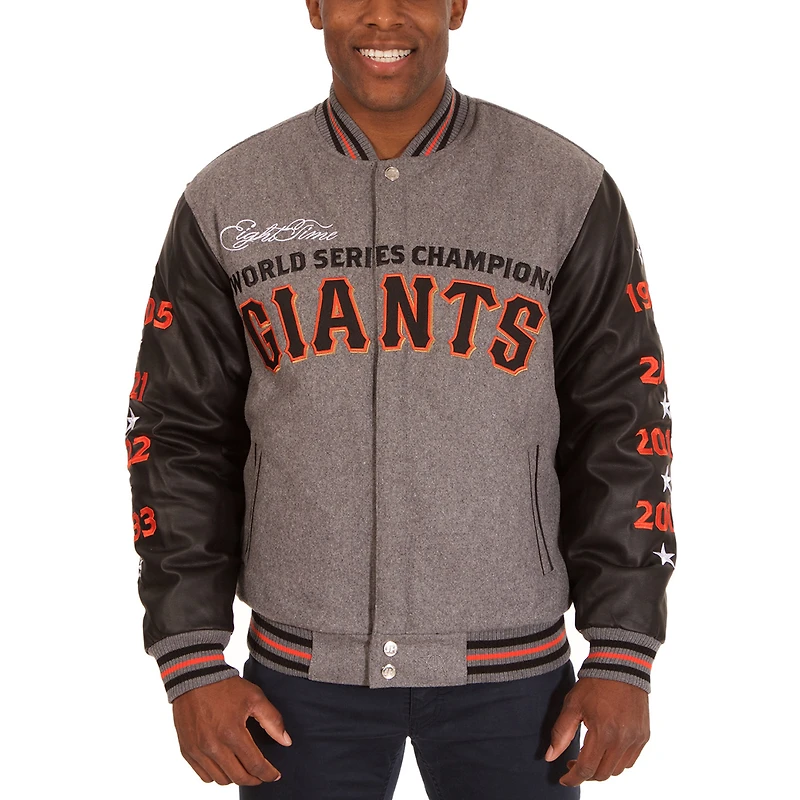 Men's JH Design Heathered Gray San Francisco Giants MLB Reversible Commemorative Melton Jacket