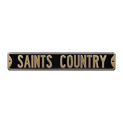 Black New Orleans Saints Country 6" x 36" Steel Street Sign