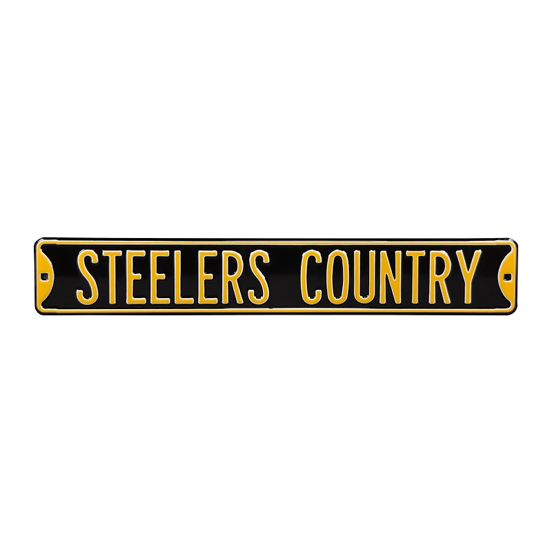 Black Pittsburgh Steelers Country 6" x 36" Steel Street Sign