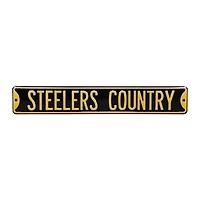 Black Pittsburgh Steelers Country 6" x 36" Steel Street Sign