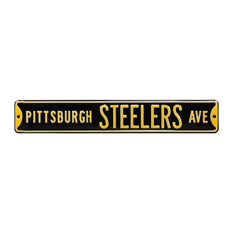 Black Pittsburgh Steelers 6" x 36" Steel Street Sign