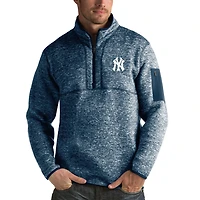Men's Antigua Heathered Navy New York Yankees Fortune Half-Zip Sweater