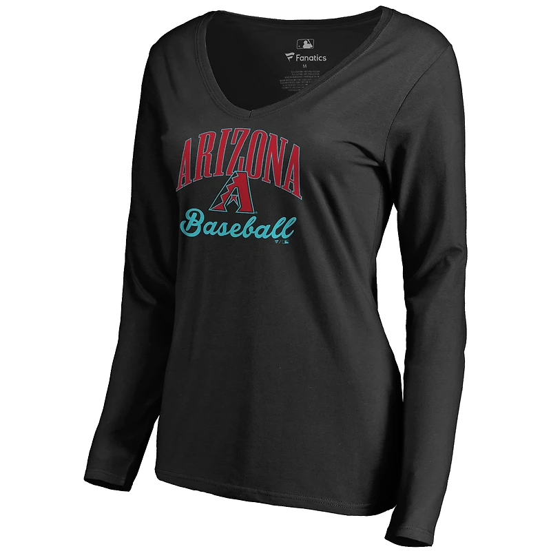 Women's Black Arizona Diamondbacks Victory Script Long Sleeve T-Shirt