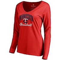 Women's Red Minnesota Twins Victory Script Long Sleeve T-Shirt