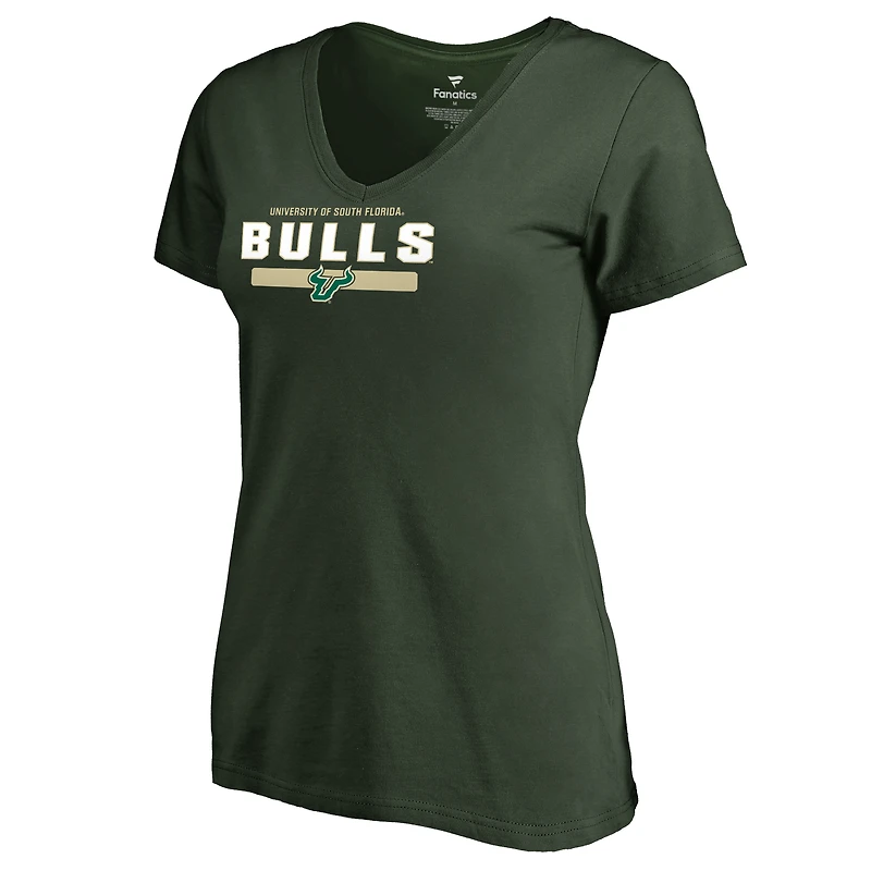 Women's Green South Florida Bulls Team Strong V-Neck T-Shirt