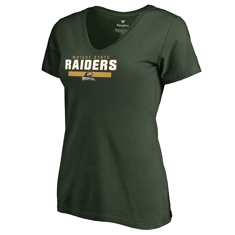 Women's Green Wright State Raiders Team Strong V-Neck T-Shirt