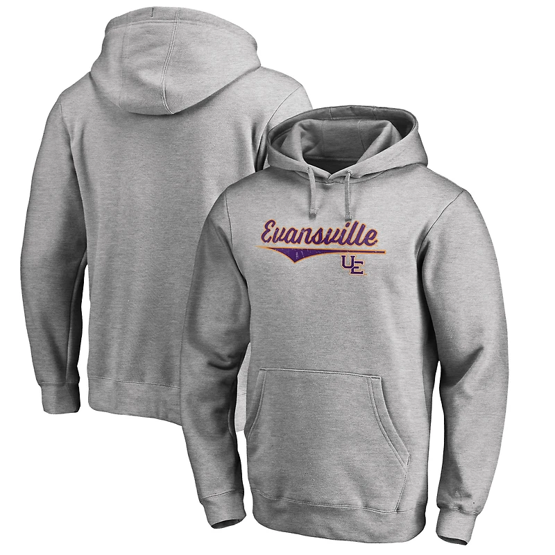 Men's Heathered Gray Evansville Purple Aces American Classic Pullover Hoodie