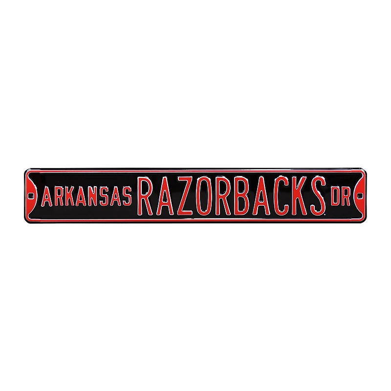 Black Arkansas Razorbacks 6" x 36" College Ave Street Sign