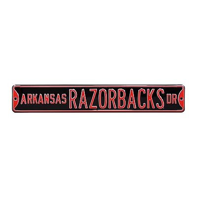 Black Arkansas Razorbacks 6" x 36" College Ave Street Sign