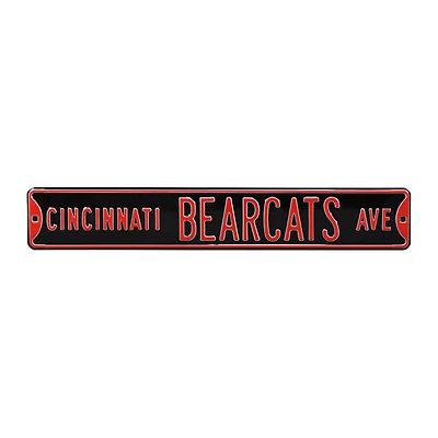 Black Cincinnati Bearcats 6" x 36" College Ave Street Sign