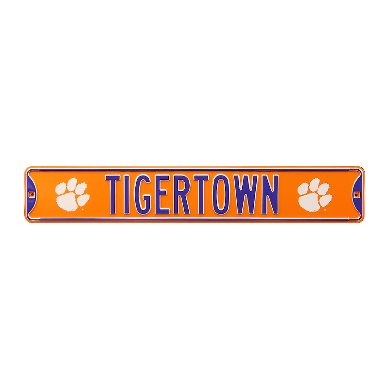 Orange Clemson Tigers 6" x 36" College Ave Embossed Street Sign