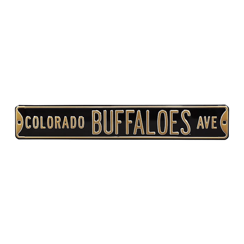 Black Colorado Buffaloes 6" x 36" College Ave Street Sign