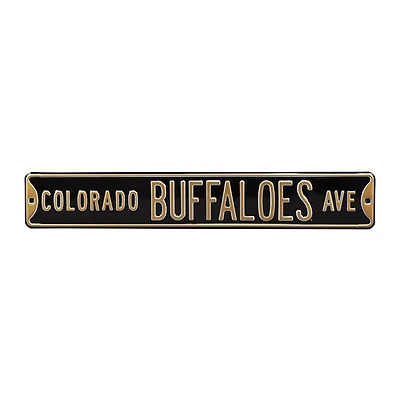 Black Colorado Buffaloes 6" x 36" College Ave Street Sign