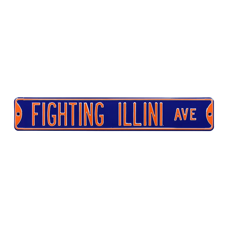 Navy Illinois Fighting Illini 6" x 36" College Ave Street Sign