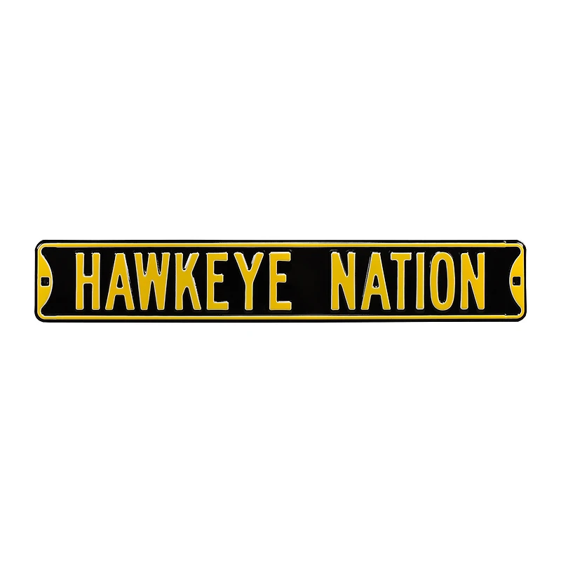 Black Iowa Hawkeyes 6" x 36" College Ave Embossed Street Sign