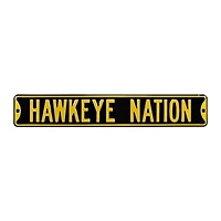 Black Iowa Hawkeyes 6" x 36" College Ave Embossed Street Sign