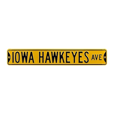 Yellow Iowa Hawkeyes 6" x 36" College Ave Team Street Sign
