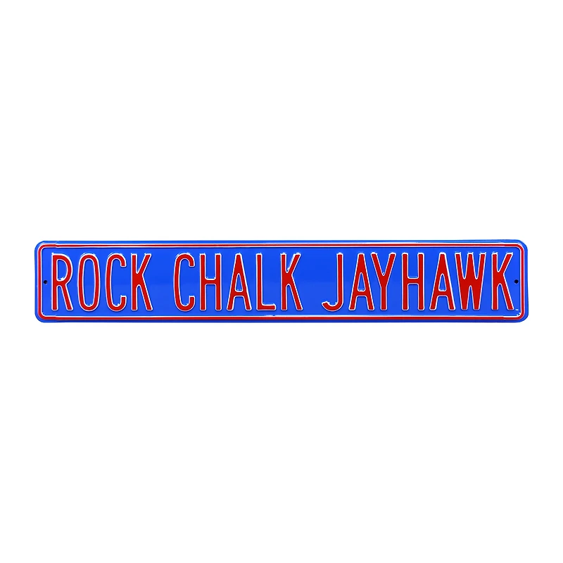 Blue Kansas Jayhawks 6" x 36" College Ave Embossed Street Sign