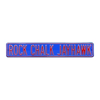 Blue Kansas Jayhawks 6" x 36" College Ave Embossed Street Sign