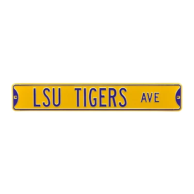 Yellow LSU Tigers 6" x 36" College Ave Street Sign