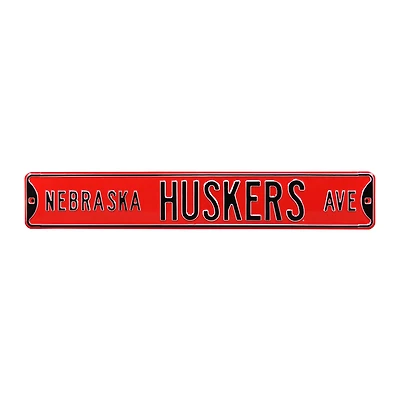 Scarlet Nebraska Huskers 6" x 36" College Ave Street Sign