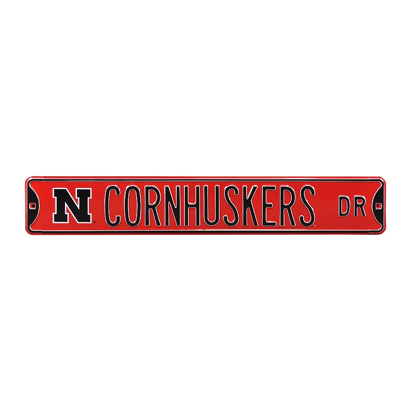 Scarlet Nebraska Huskers 6" x 36" College Ave Premium Street Sign