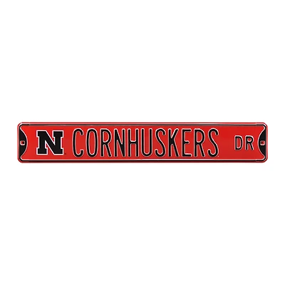 Scarlet Nebraska Huskers 6" x 36" College Ave Premium Street Sign
