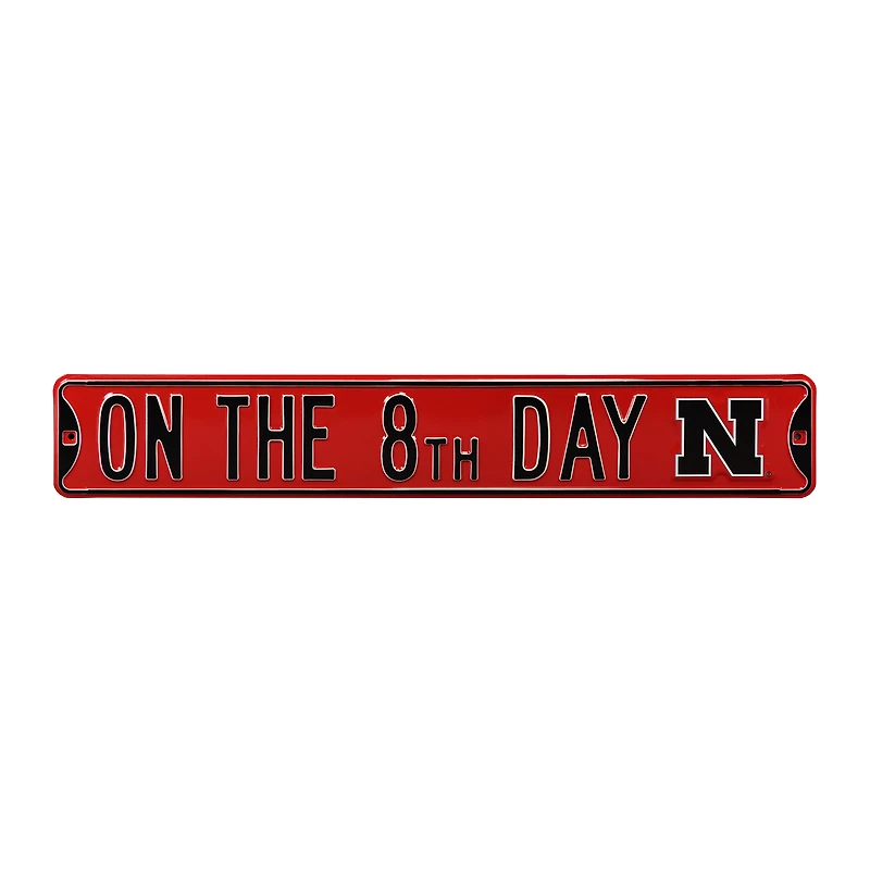 Scarlet Nebraska Huskers 6" x 36" College Ave Premium Embossed Street Sign