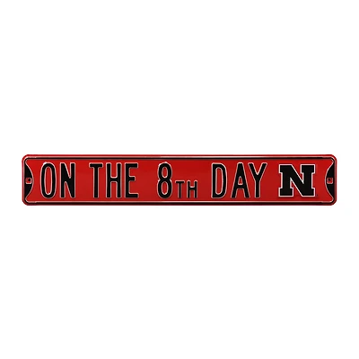 Scarlet Nebraska Huskers 6" x 36" College Ave Premium Embossed Street Sign