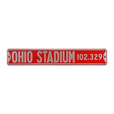 Scarlet Ohio State Buckeyes 6" x 36" College Ave Embossed Street Sign