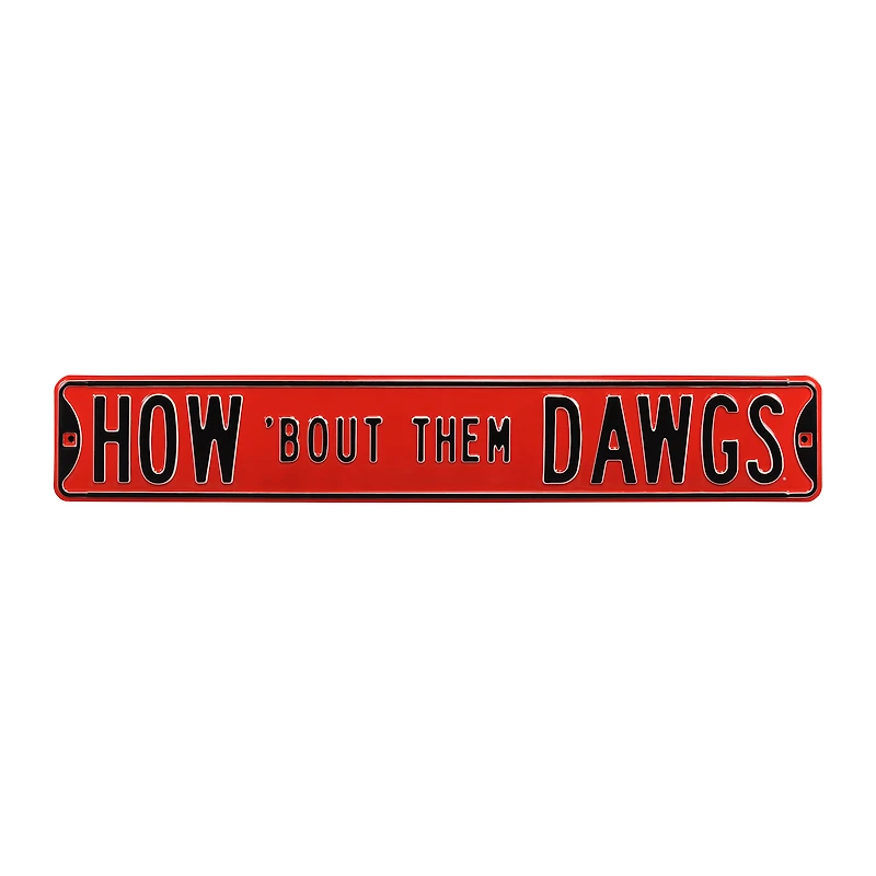 Red Georgia Bulldogs 6" x 36" College Ave Embossed Street Sign