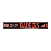 Black Wisconsin Badgers 6" x 36" College Ave Street Sign