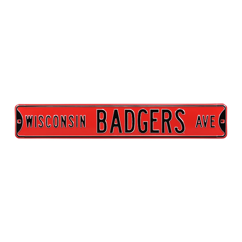 Red Wisconsin Badgers 6" x 36" College Ave Team Street Sign