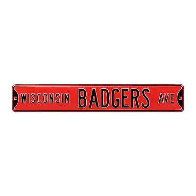 Red Wisconsin Badgers 6" x 36" College Ave Team Street Sign