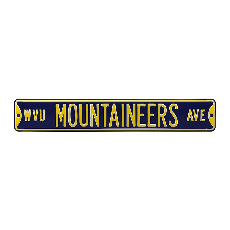 Navy West Virginia Mountaineers 6" x 36" College Ave Street Sign