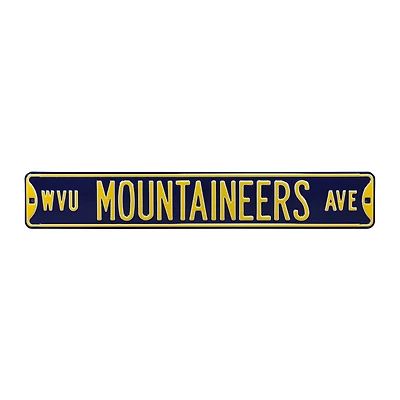 Navy West Virginia Mountaineers 6" x 36" College Ave Street Sign