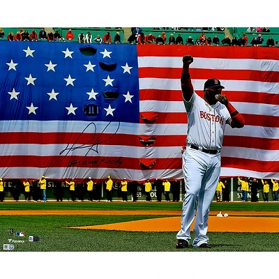 David Ortiz Boston Red Sox Autographed 16" x 20" Boston Strong Speech Photograph with "This Is Our F'N City" Inscription