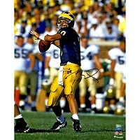 Tom Brady Michigan Wolverines Autographed 16" x 20" Blue Throwing Photograph