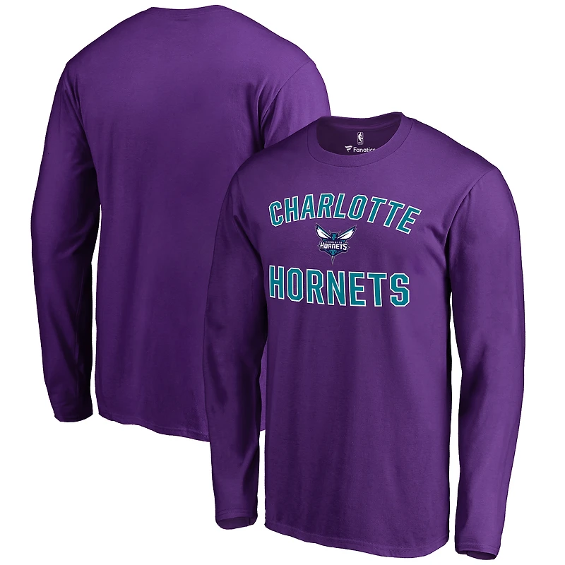 Men's Purple Charlotte Hornets Victory Arch Long Sleeve T-Shirt