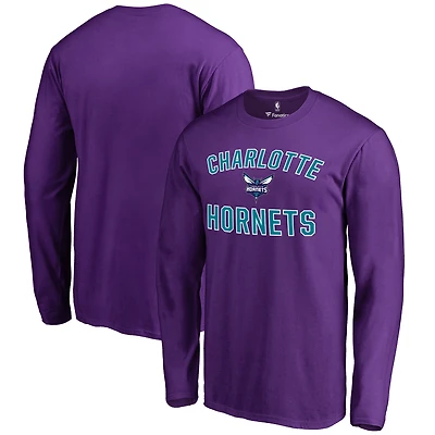 Men's Purple Charlotte Hornets Victory Arch Long Sleeve T-Shirt