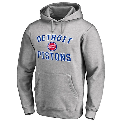 Men's Ash Detroit Pistons Victory Arch Pullover Hoodie