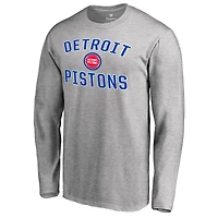 Men's Ash Detroit Pistons Victory Arch Long Sleeve T-Shirt