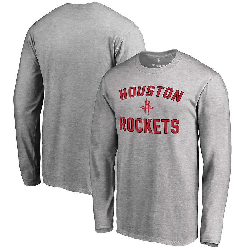 Men's Ash Houston Rockets Victory Arch Long Sleeve T-Shirt