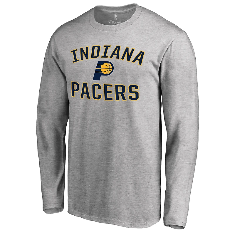 Men's Ash Indiana Pacers Victory Arch Long Sleeve T-Shirt
