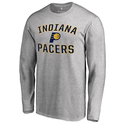 Men's Ash Indiana Pacers Victory Arch Long Sleeve T-Shirt