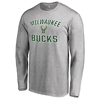 Men's Ash Milwaukee Bucks Victory Arch Long Sleeve T-Shirt