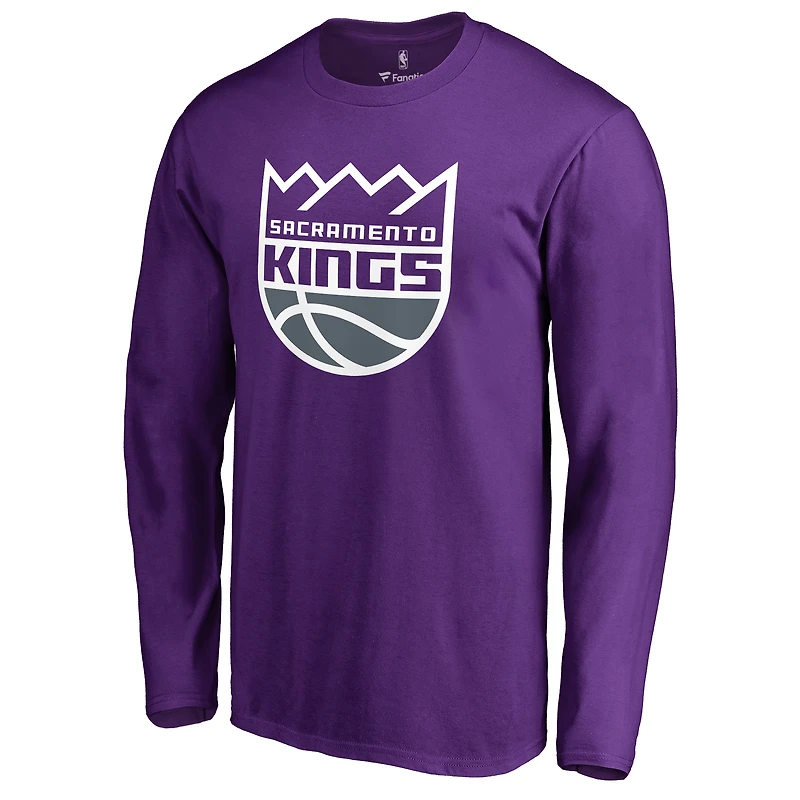 Men's Purple Sacramento Kings Primary Logo 2 Long Sleeve T-Shirt