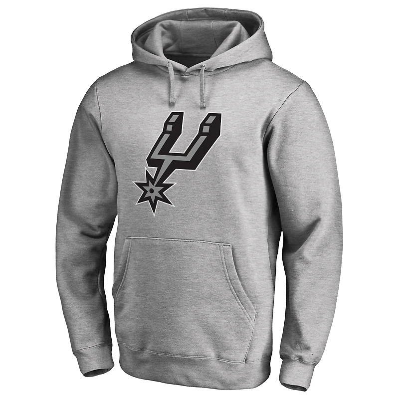 Men's Heather Gray San Antonio Spurs Primary Logo Pullover Hoodie