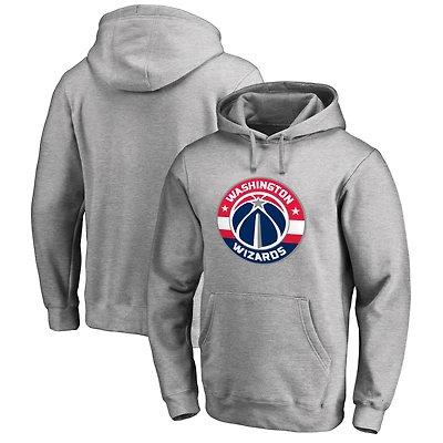 Men's Heather Gray Washington Wizards Primary Logo Pullover Hoodie