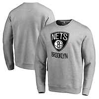 Men's Heathered Gray Brooklyn Nets Primary Logo Sweatshirt